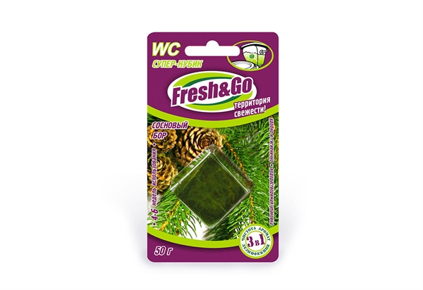 WC супер-кубик Fresh&Go, сосновый бор, на 30 дн., 50г, блистер